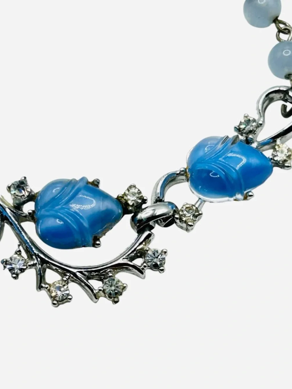 Coro Blue Fruit Salad Molded Glass Necklace Earring Demi Parure